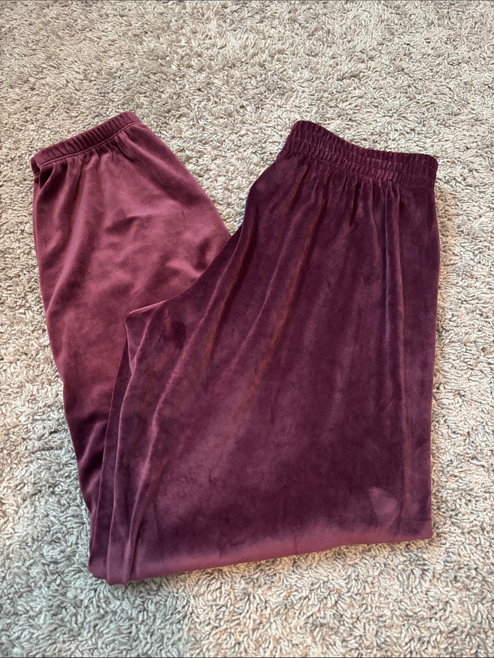 PINK Victoria's Secret Burgundy Velour Jogger Pants - Picture 4 of 4